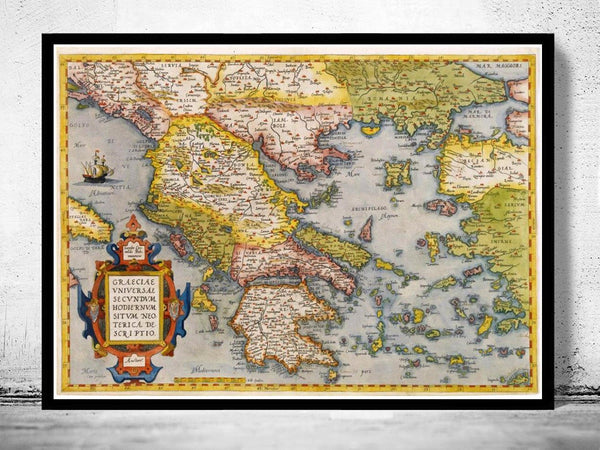 Old Map of Greece 1572 Vintage Map Greece Old Map | Vintage Poster Wall Art Print | Wall Map Print | Old Map Print | Map Gift