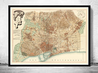 Old Map of Barcelona Spain Cataluña 1890 Vintage map of Barcelona | Vintage Poster Wall Art Print | Wall Map Print | Old Map Print