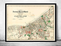 Old Map of Cleveland and Suburbs 1912 Vintage Map | Vintage Poster Wall Art Print | Wall Map Print | Old Map Print | Map Gift