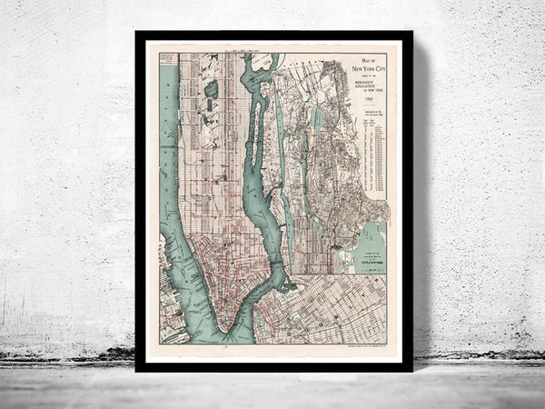 Old Map of New York 1897 Manhattan Vintage Map | Vintage Poster Wall Art Print | Wall Map Print | Old Map Print | Map Gift