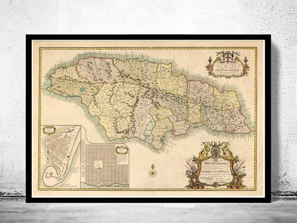 Old Map of Jamaica 1873 Old Map of Jamaica Vintage Map | Vintage Poster Wall Art Print | Wall Map Print | Old Map Print | Map Gift