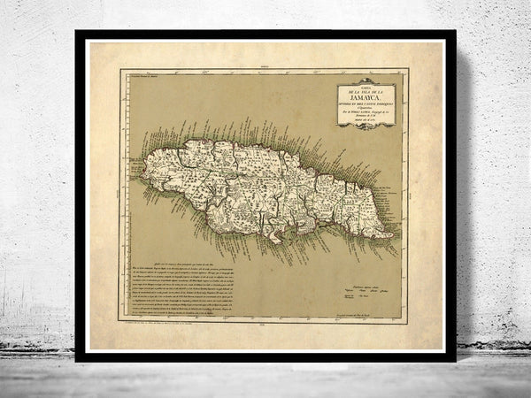 Old Map of Jamaica 1780 Vintage map of Jamaica | Vintage Poster Wall Art Print | Wall Map Print | Old Map Print | Map Gift