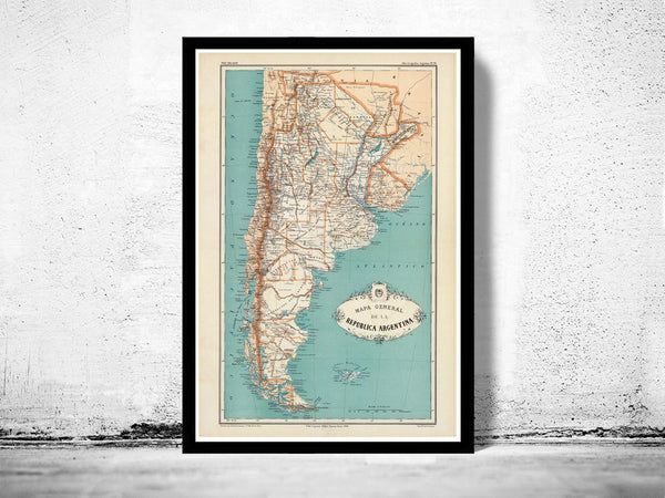 Old Map Argentina 1888 Vintage Map | Vintage Poster Wall Art Print | Wall Map Print | Old Map Print | Map Gift | Anniversary gift