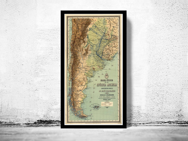 Old Map Argentina 1890 Vintage Map | Vintage Poster Wall Art Print | Wall Map Print | Old Map Print | Map Gift | Anniversary gift