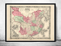 Old Map of China 1865 Vintage Map Old Map of China | Vintage Poster Wall Art Print | Wall Map Print | Old Map Print | Map Gift