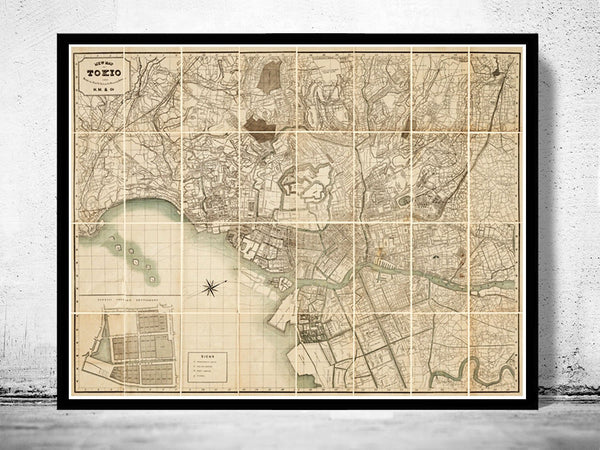 Old Map of Tokyo Japan 1893 Vintage Map Tokyo | Vintage Poster Wall Art Print | Wall Map Print | Old Map Print | Map Gift| Housewarming Gift