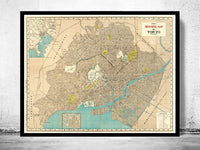 Old Map of Tokyo Japan 1907 Vintage Map | Vintage Poster Wall Art Print | Wall Map Print | Old Map Print | Map Gift | Anniversary gift