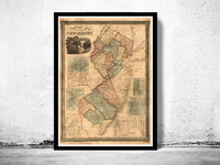 Old Map of New Jersey State 1836 Vintage Map | Vintage Poster Wall Art Print | Wall Map Print | Old Map Print | Map Gift| Housewarming Gift