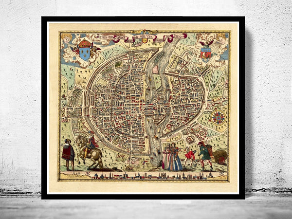 Old Map of Paris 1576 Vintage Map of Paris | Vintage Poster Wall Art Print | | Map Gift | Anniversary gift | Housewarming Gift