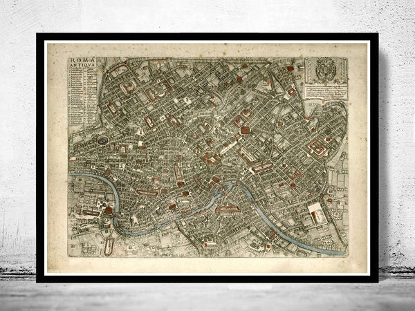 Old Map of Rome Roma Italy 1773 Old Map of Rome | Vintage Poster Wall Art Print | Wall Map Print | Old Map Print | Map Gift