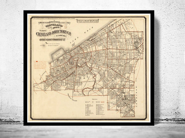 Old Map of Cleveland and Suburbs 1882 Vintage Map | Vintage Poster Wall Art Print | Wall Map Print | Old Map Print | Map Gift