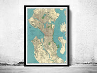 Old Map of Seattle Washington 1924 Vintage Map of Seattle | Vintage Poster Wall Art Print | Wall Map Print | Old Map Print | Map Gift