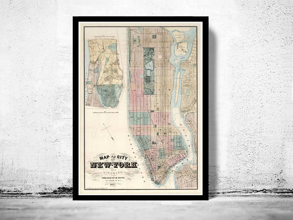 Old Map of New York 1877 Manhattan Vintage Map NY | Vintage Poster Wall Art Print | Wall Map Print | Old Map Print | Map Gift