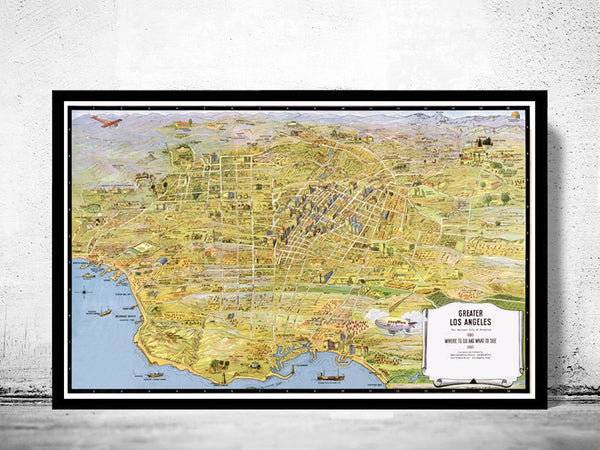 Vintage Map of Los Angeles 1932 California | Vintage Poster Wall Art Print | Wall Map Print | Old Map Print | Map Gift | Anniversary gift