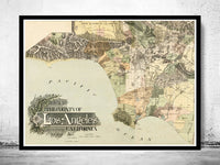 Old Map of Los Angeles 1898 Vintage Map | Vintage Poster Wall Art Print | Wall Map Print | Old Map Print | Map Gift | Anniversary gift