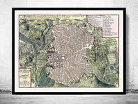 Old Map of Madrid with gravures, Spain Espana 1717 Vintage | Vintage Poster Wall Art Print | Wall Map Print | Old Map Print | Map Gift