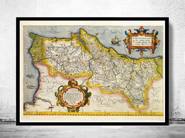 Old Map of Portugal 1592 Mapa de Portugal Vintage Map | Vintage Poster Wall Art Print | Wall Map Print | Old Map Print | Map Gift