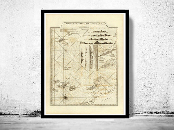 Old Map Canary Islands and Madeira Islands 1787 | Vintage Poster Wall Art Print | Wall Map Print | Old Map Print | Map Gift