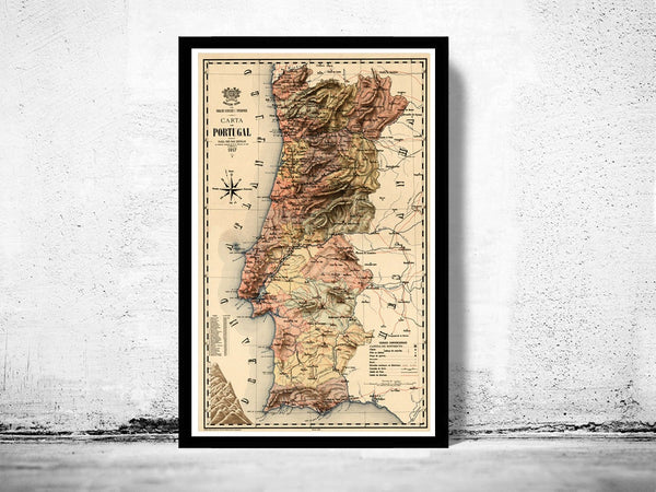 Old Map of Portugal 1917, Mapa de Portugal, Portuguese map | Vintage Poster Wall Art Print | Wall Map Print | Old Map Print | Map Gift