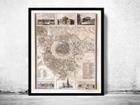 Old Map of Vienna Wien with gravures Austria 1844 Vintage Map | Vintage Poster Wall Art Print | Wall Map Print | Old Map Print | Map Gift