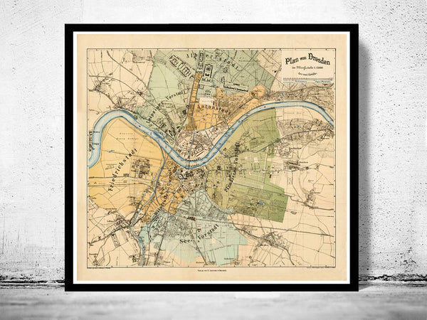 Old Map of Dresden 1878 Germany Vintage Map | Vintage Poster Wall Art Print | Wall Map Print | Old Map Print | Map Gift | Anniversary gift