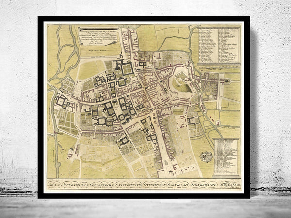 Old Map of Oxford 1733 England Old Map | Vintage Poster Wall Art Print | Wall Map Print | Old Map Print | Map Gift | Anniversary gift