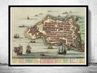 Old Map of Valletta Malta 1705 vintage Map | Vintage Poster Wall Art Print | | Map Gift | Anniversary gift | Housewarming Gift