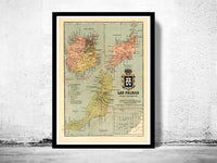 Old Map Las Palmas Canary Islands 1900 Vintage Map | Vintage Poster Wall Art Print | Wall Map Print | Old Map Print | Map Gift