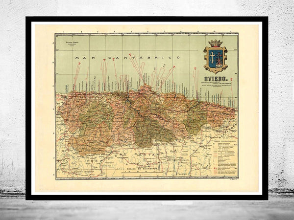 Old Map of Oviedo Asturias 1900 Spain Vintage Map | Vintage Poster Wall Art Print | Wall Map Print | Old Map Print | Map Gift