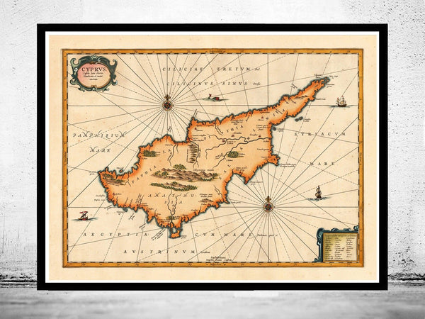 Old Map of Cyprus 1653 | Vintage Poster Wall Art Print | Wall Map Print | Old Map Print | Map Gift | Anniversary gift | Housewarming Gift