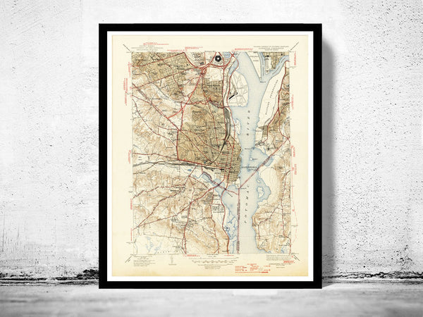 Old Map of Alexandria Virginia Columbia Maryland | Vintage Poster Wall Art Print | Wall Map Print | Old Map Print | Map Gift