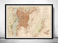 Old Map of Cairo Egypt 1920 | Vintage Poster Wall Art Print | Wall Map Print | Old Map Print | Map Gift | Anniversary gift