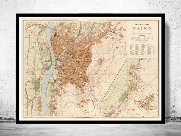 Old Map of Cairo Egypt 1920 | Vintage Poster Wall Art Print | Wall Map Print | Old Map Print | Map Gift | Anniversary gift