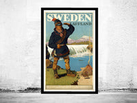 Old Poster of Sweden Lapland Tourism Vintage Travel Poster | Vintage Poster Wall Art Print | | Map Gift | Anniversary gift