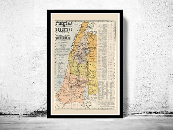 Old Map of Palestine Jesus 1905 Religious Vintage Map of Palestine | Vintage Poster Wall Art Print | Wall Map Print | Old Map Print