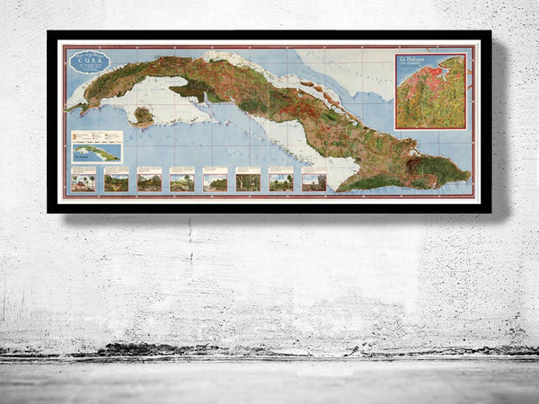 Old Map of Cuba and Habana 1945 Vintage Map | Vintage Poster Wall Art Print | Wall Map Print | Old Map Print | Map Gift | Anniversary gift