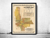 Old Map of Columbus Ohio 1881 Vintage Map | Vintage Poster Wall Art Print | Wall Map Print | Old Map Print | Map Gift | Anniversary gift