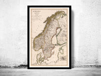 Old Map of Sweden 1824 Vintage Map | Vintage Poster Wall Art Print | Wall Map Print | Old Map Print | Map Gift | Anniversary gift