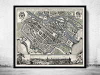 Old Map of Wroclaw with gravures Poland 1735 Vintage map Breslau | Vintage Poster Wall Art Print | Wall Map Print | Old Map Print