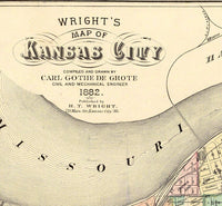 Old Map of Kansas City Missouri 1882 Vintage Map | Vintage Poster Wall Art Print | Wall Map Print | Old Map Print | Map Gift