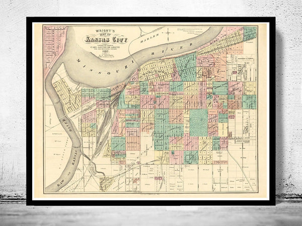 Old Map of Kansas City Missouri 1882 Vintage Map | Vintage Poster Wall Art Print | Wall Map Print | Old Map Print | Map Gift