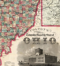 Old Map Ohio State 1860 Vintage Map of Ohio State | Vintage Poster Wall Art Print | Wall Map Print | Old Map Print | Map Gift