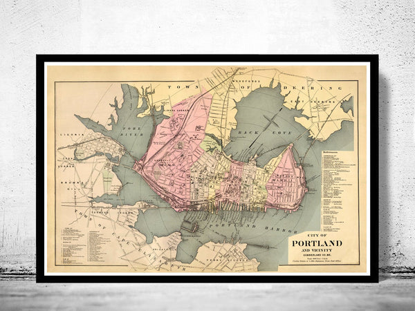 Old Map of Portland Maine 1885 Vintage Map | Vintage Poster Wall Art Print | Wall Map Print | Old Map Print | Map Gift | Anniversary gift