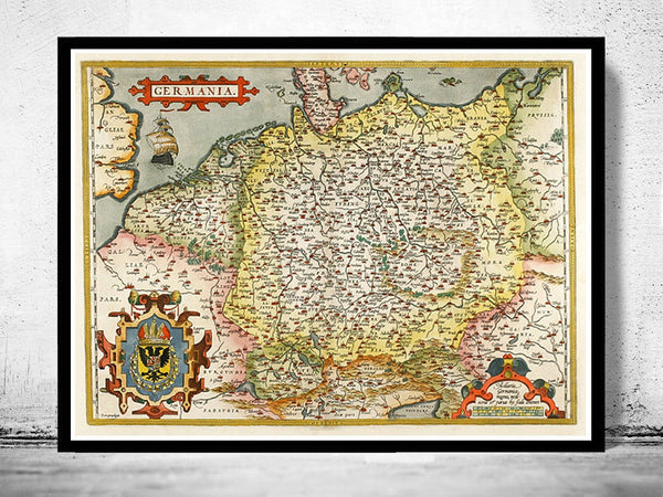 Old Map of Germany 1595 Vintage Map | Vintage Poster Wall Art Print | Wall Map Print | Old Map Print | Map Gift | Anniversary gift