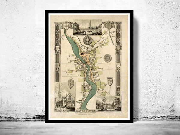 Old Map of Boston 1837 England United Kingdom Vintage Map | Vintage Poster Wall Art Print | Wall Map Print | Old Map Print | Map Gift