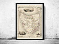 Old Map of Tasmania 1851 Vintage Map | Vintage Poster Wall Art Print | Wall Map Print | Old Map Print | Map Gift | Anniversary gift