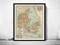 Old Map of Denmark 1890 Vintage Map | Vintage Poster Wall Art Print | Wall Map Print | Old Map Print | Map Gift | Anniversary gift