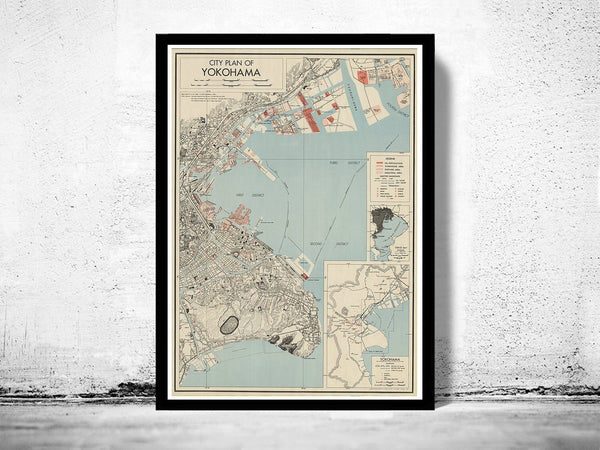 Old Map of Yokohama Japan | Vintage Poster Wall Art Print | Wall Map Print | Old Map Print | Map Gift | Anniversary gift