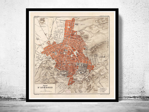 Old Map of Athens Greece 1880 Vintage Map | Vintage Poster Wall Art Print | Wall Map Print | Old Map Print | Map Gift | Anniversary gift