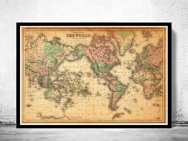 Vintage Map of The World 1876 Mercator projection Vintage Map | World Map Gift World Map Print | Vintage World Map | World Map Wall Art